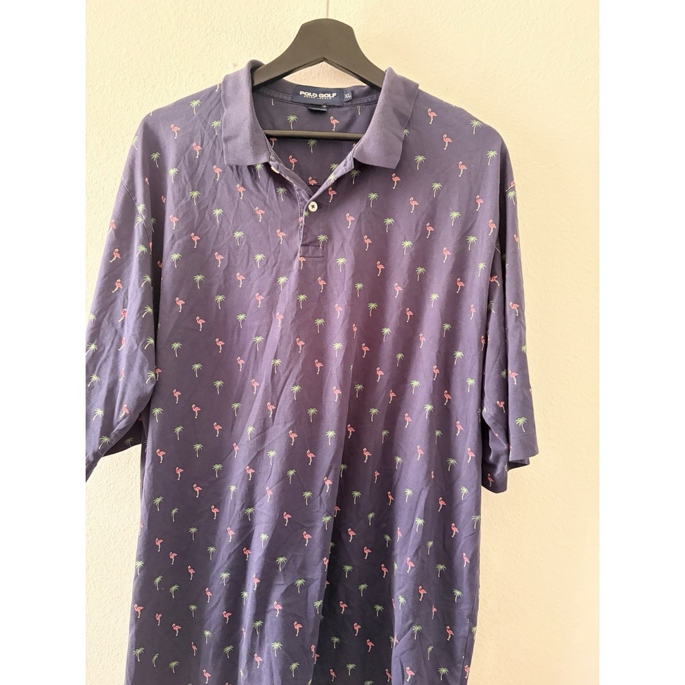 Polo Golf Ralph Lauren Men's XL Purple Flamingo Palm Tree Polo Shirt XL